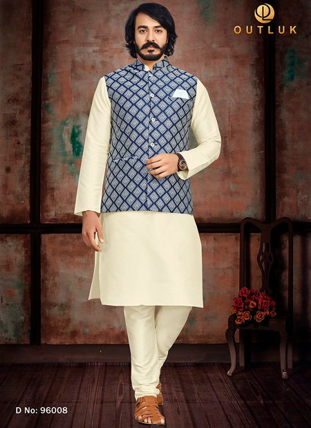 Blue Colour Outluk 96 New Latest Designer Ethnic Wear Kurta Pajama With Jacket Collection 96008